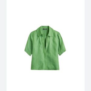 J. Crew Vibrant Green Linen Shirt